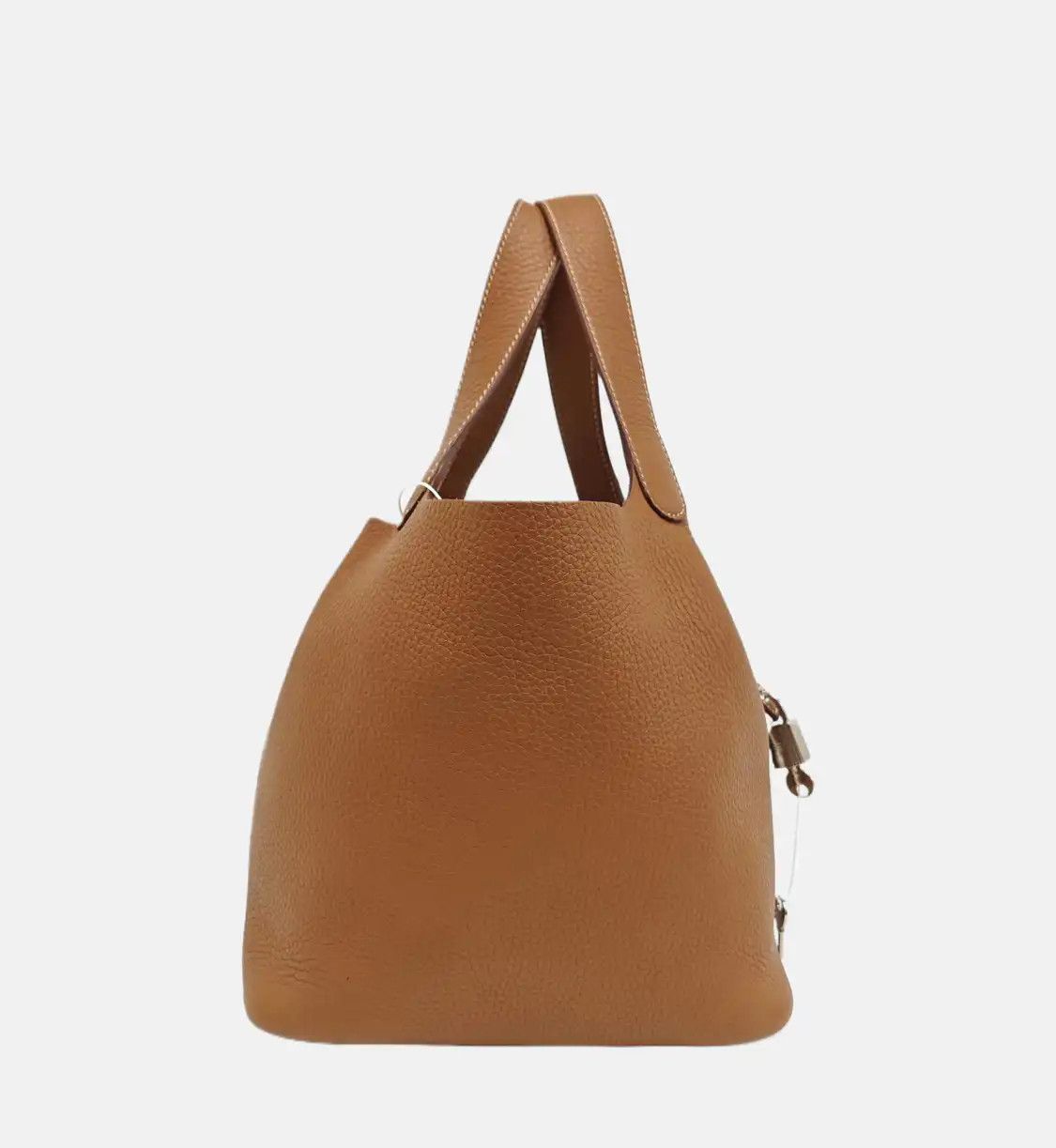 Hermes Hermes Picotin Lock 22 Gold Brown Clemence cowhide leather picotin handbag silve Size ONE SIZE - 4 Thumbnail
