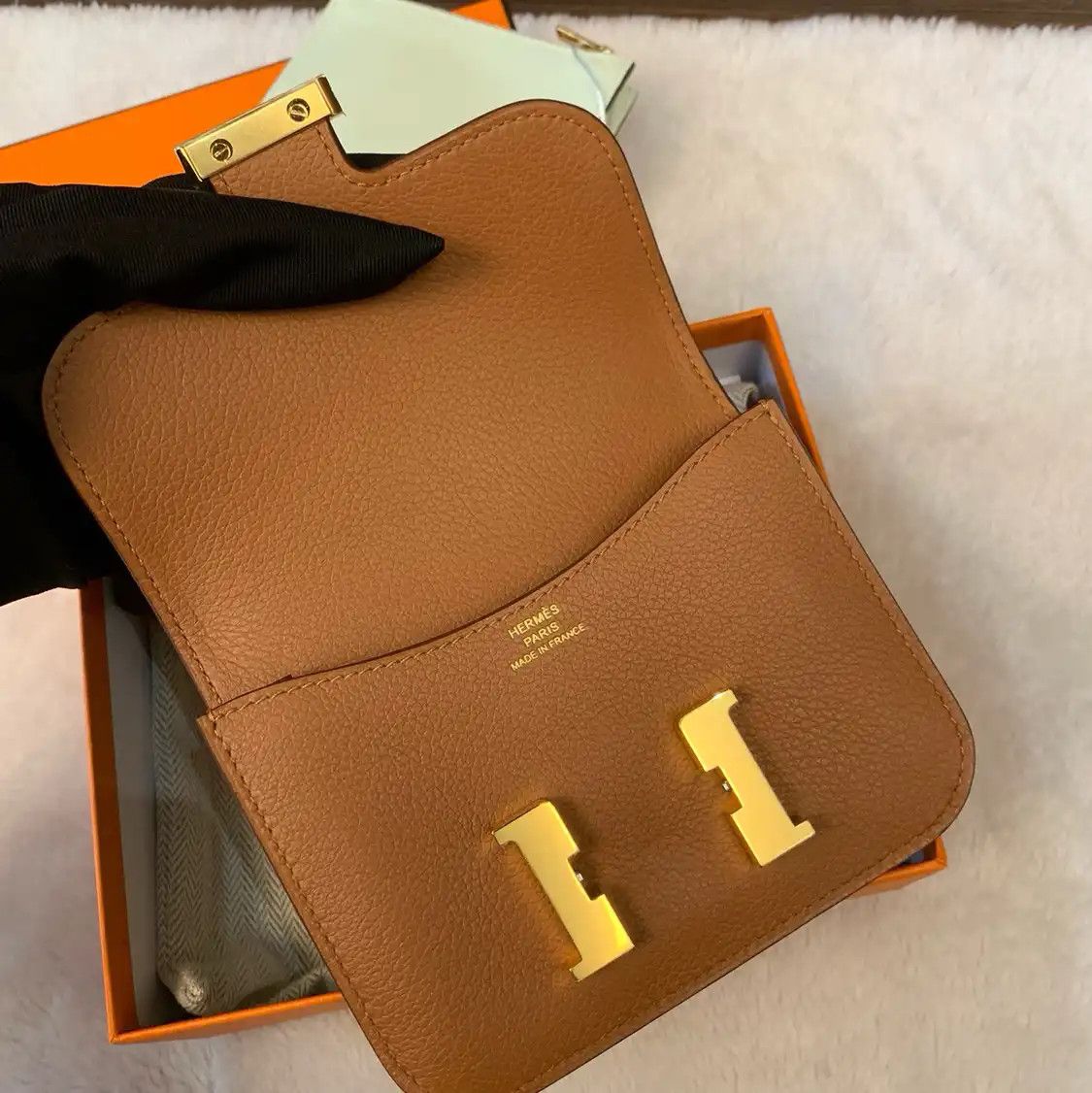 Hermes Hermes Constance Slim Gold Brown Evercolor cowhide leather Constance bag shoulde Size ONE SIZE - 6 Thumbnail