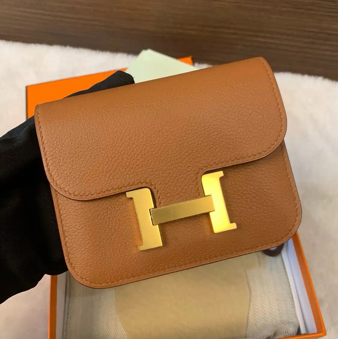 Hermes Hermes Constance Slim Gold Brown Evercolor cowhide leather Constance bag shoulde Size ONE SIZE - 2 Thumbnail