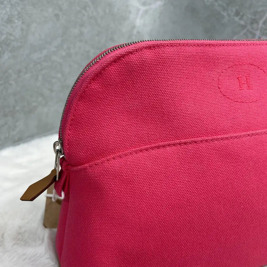 Hermes Hermes Bolide Medium red canvas embroidery clutch silver hardware B Size ONE SIZE - 9 Thumbnail