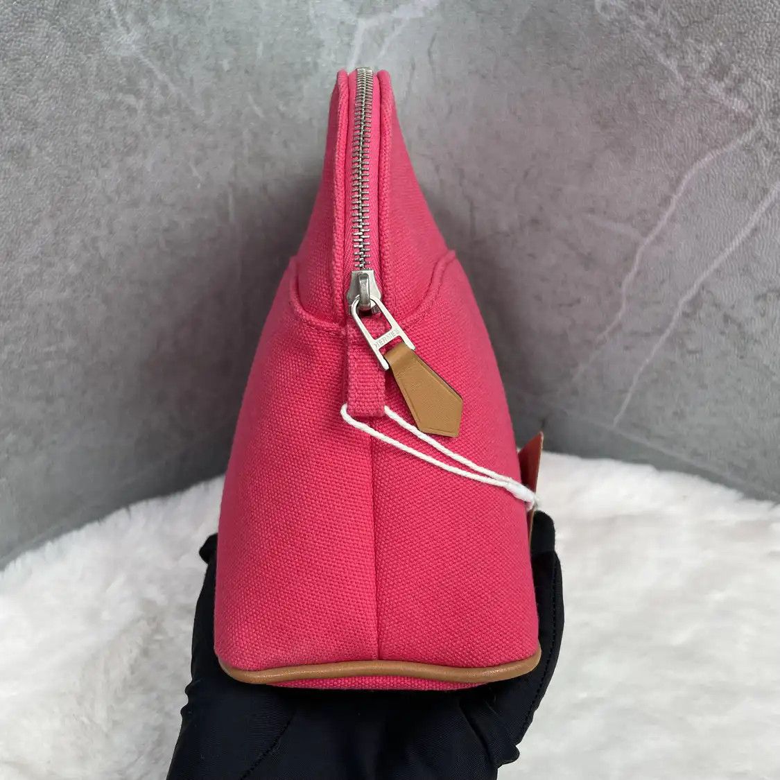 Hermes Hermes Bolide Medium red canvas embroidery clutch silver hardware B Size ONE SIZE - 5 Thumbnail