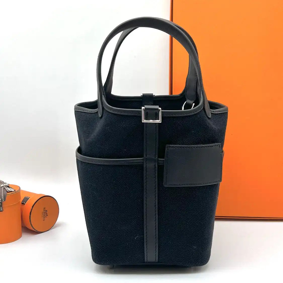 Hermes Hermes Picotin Cargo 18 Midnight Blue canvas picotin handbag silver hardware B Size ONE SIZE - 3 Thumbnail