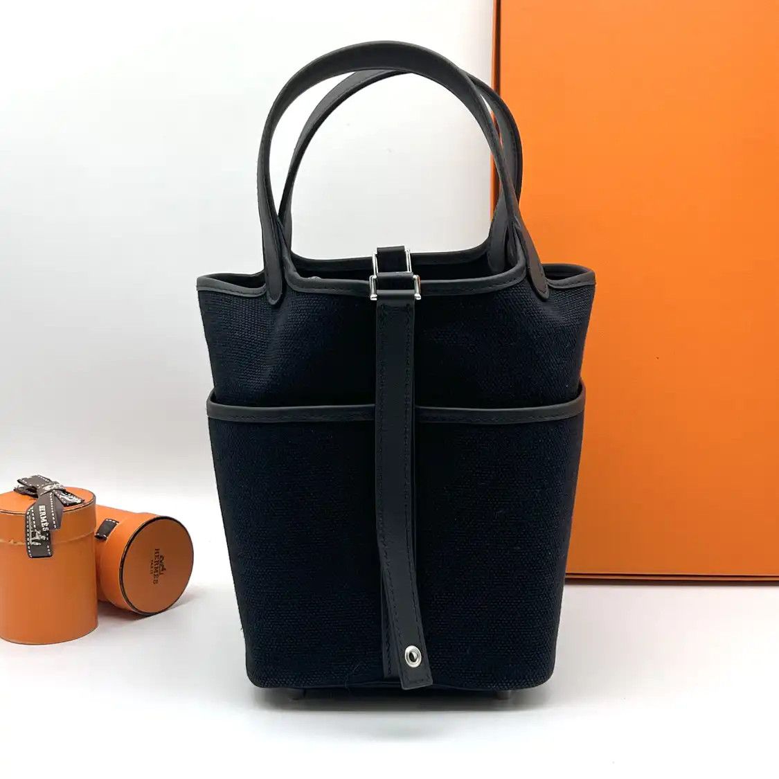 Hermes Hermes Picotin Cargo 18 Midnight Blue canvas picotin handbag silver hardware B Size ONE SIZE - 2 Thumbnail