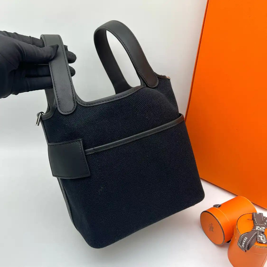 Hermes Hermes Picotin Cargo 18 Midnight Blue canvas picotin handbag silver hardware B Size ONE SIZE - 9 Thumbnail
