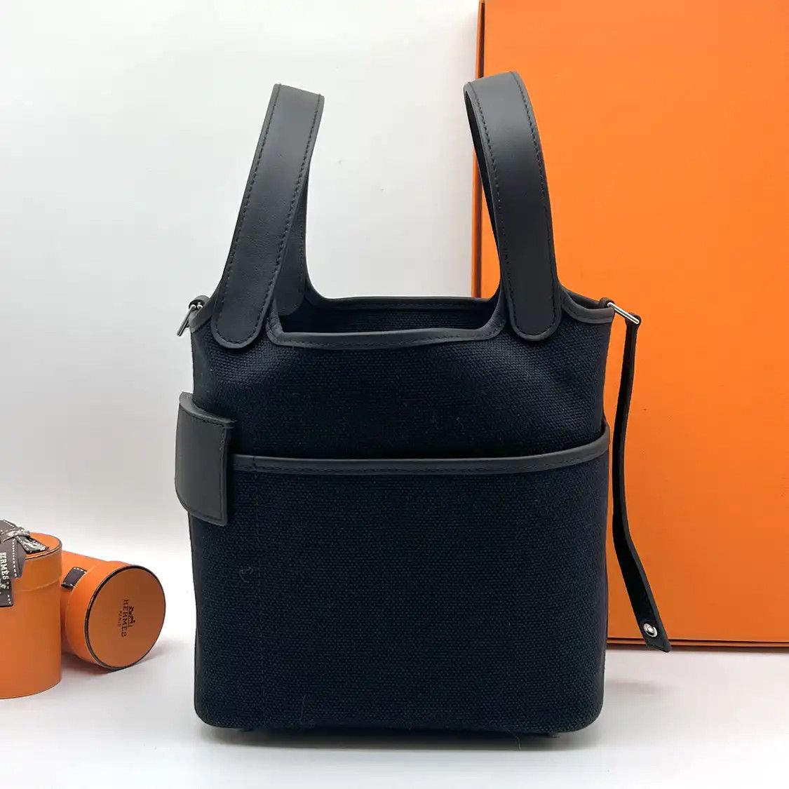 Hermes Hermes Picotin Cargo 18 Midnight Blue canvas picotin handbag silver hardware B Size ONE SIZE - 4 Thumbnail