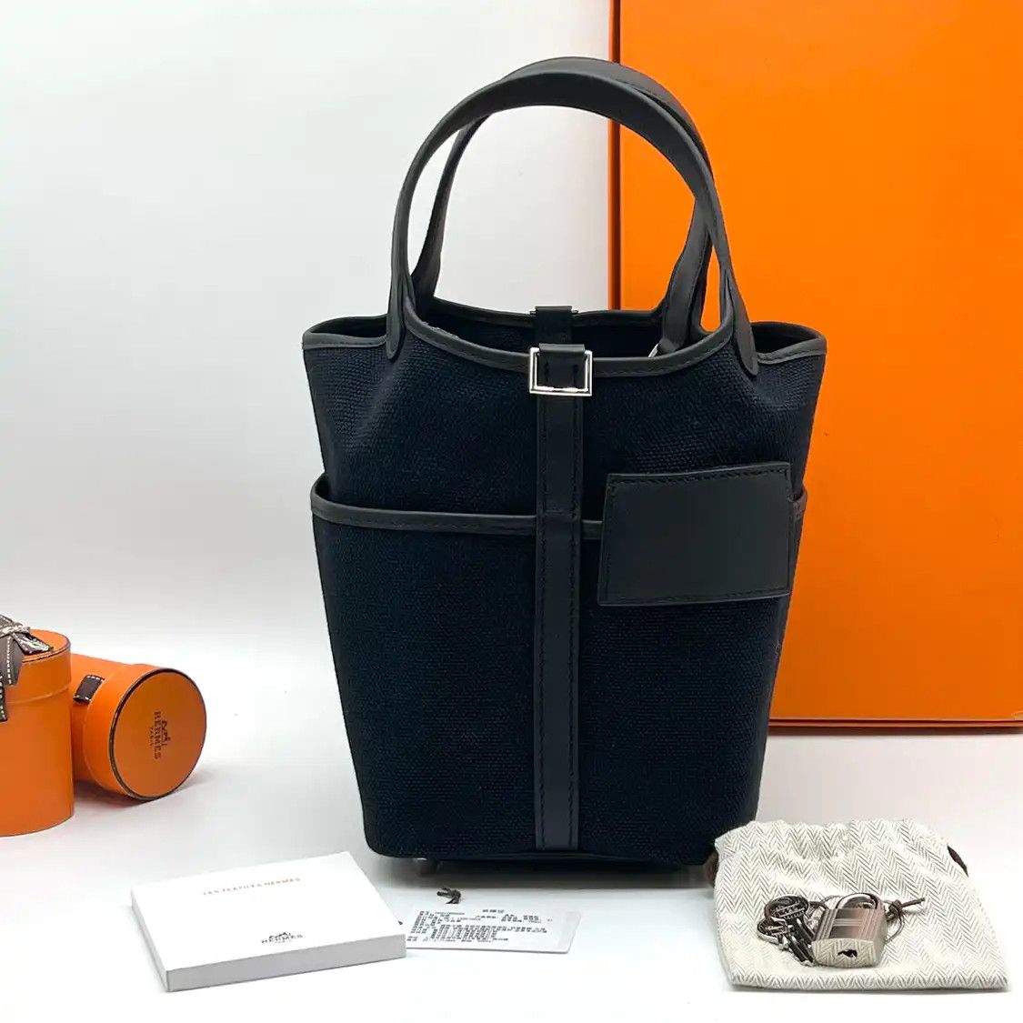 Hermes Hermes Picotin Cargo 18 Midnight Blue canvas picotin handbag silver hardware B Size ONE SIZE - 8 Thumbnail