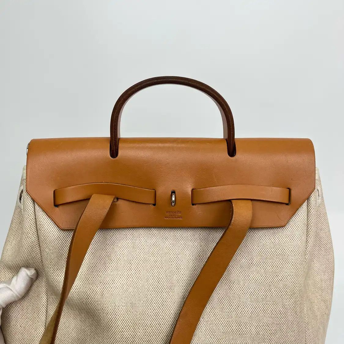 Hermes Hermes Herbag Craie canvas shoulder bag silver hardware Size ONE SIZE - 9 Thumbnail