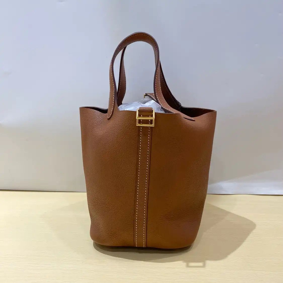 Hermes Hermes Picotin Lock 18 Gold Brown Barenia saddle leather picotin handbag gold ha Size ONE SIZE - 3 Thumbnail