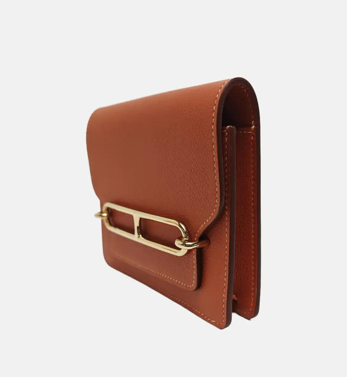 Hermes Hermes Roulis brick red Evercolor cowhide leather clutch gold hardware Z sub-poc Size ONE SIZE - 3 Thumbnail