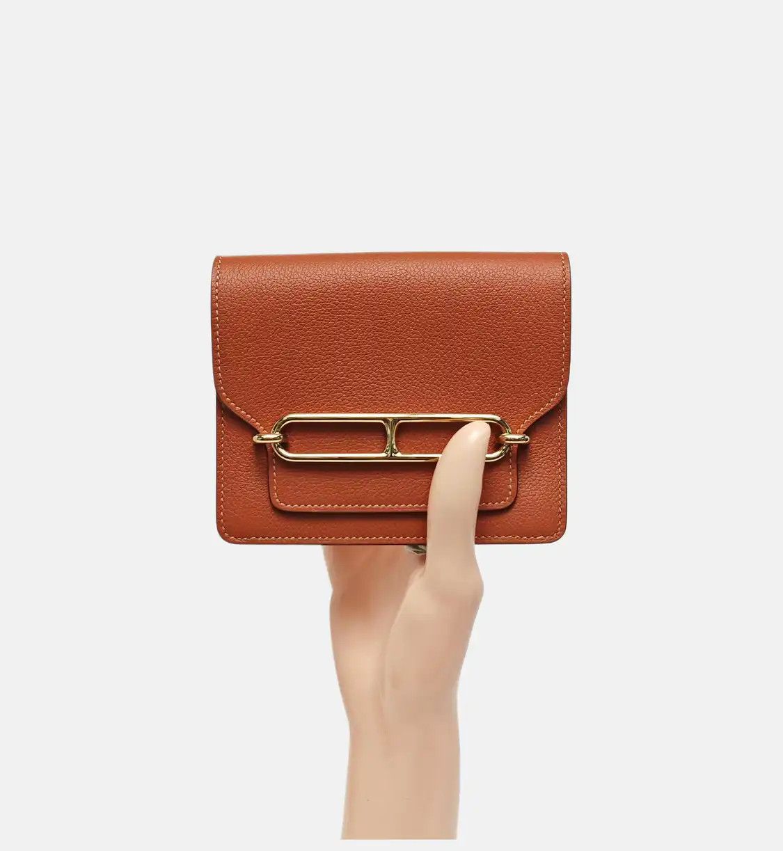 Hermes Hermes Roulis brick red Evercolor cowhide leather clutch gold hardware Z sub-poc Size ONE SIZE - 2 Thumbnail
