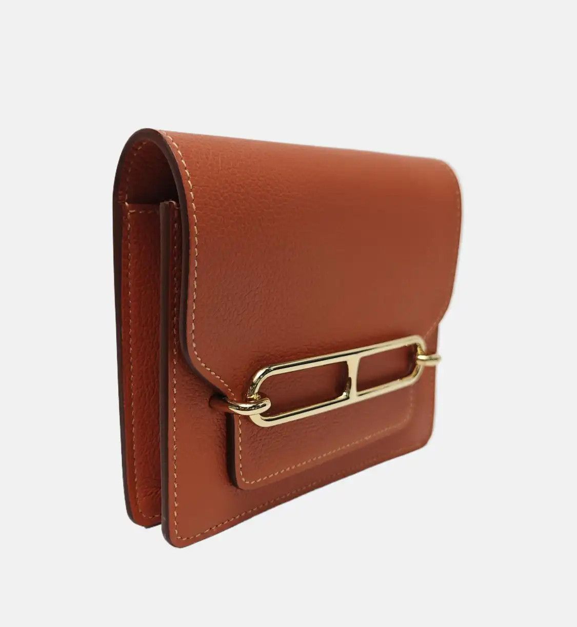 Hermes Hermes Roulis brick red Evercolor cowhide leather clutch gold hardware Z sub-poc Size ONE SIZE - 4 Thumbnail