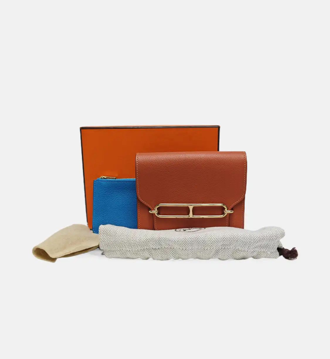 Hermes Hermes Roulis brick red Evercolor cowhide leather clutch gold hardware Z sub-poc Size ONE SIZE - 8 Thumbnail