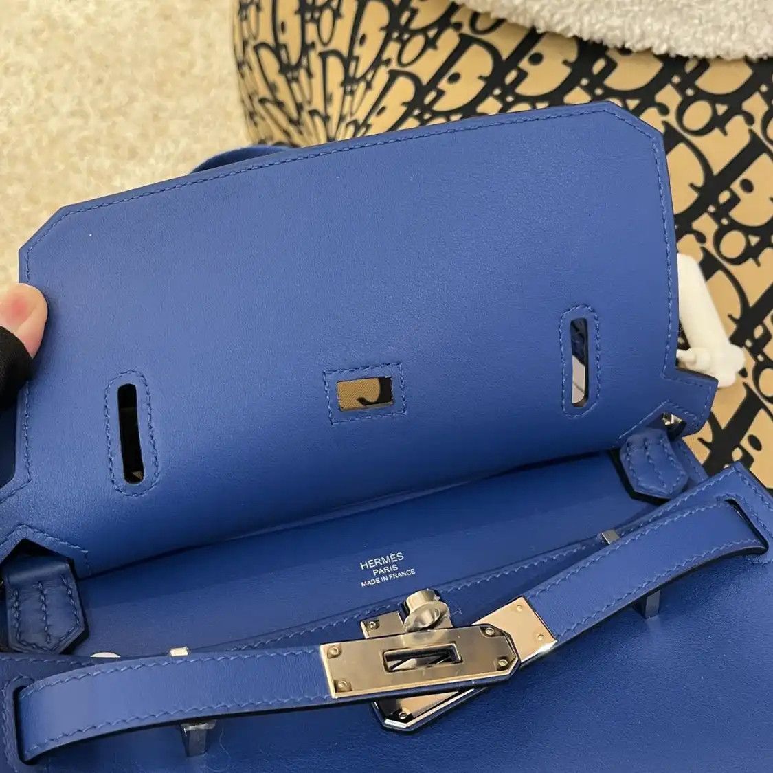 Hermes Hermes Jypsiere mini glazed blue Evercolor cowhide leather Jypsiere bag crossbod Size ONE SIZE - 6 Thumbnail