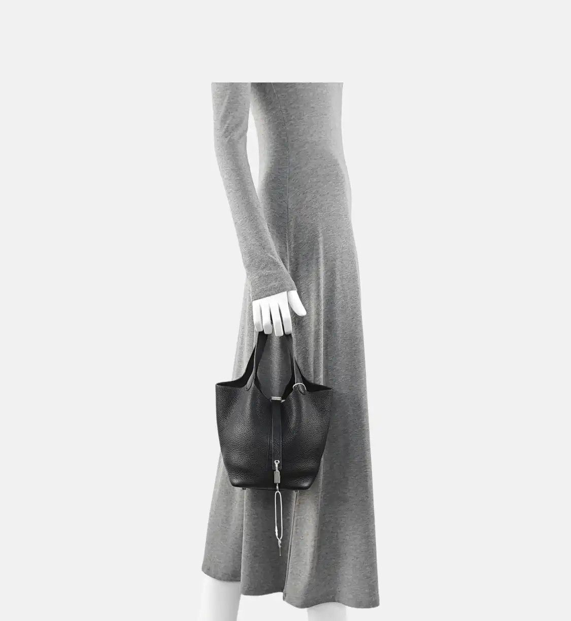 Hermes Hermes Picotin Lock 18 black Clemence cowhide leather picotin handbag silver har Size ONE SIZE - 2 Thumbnail