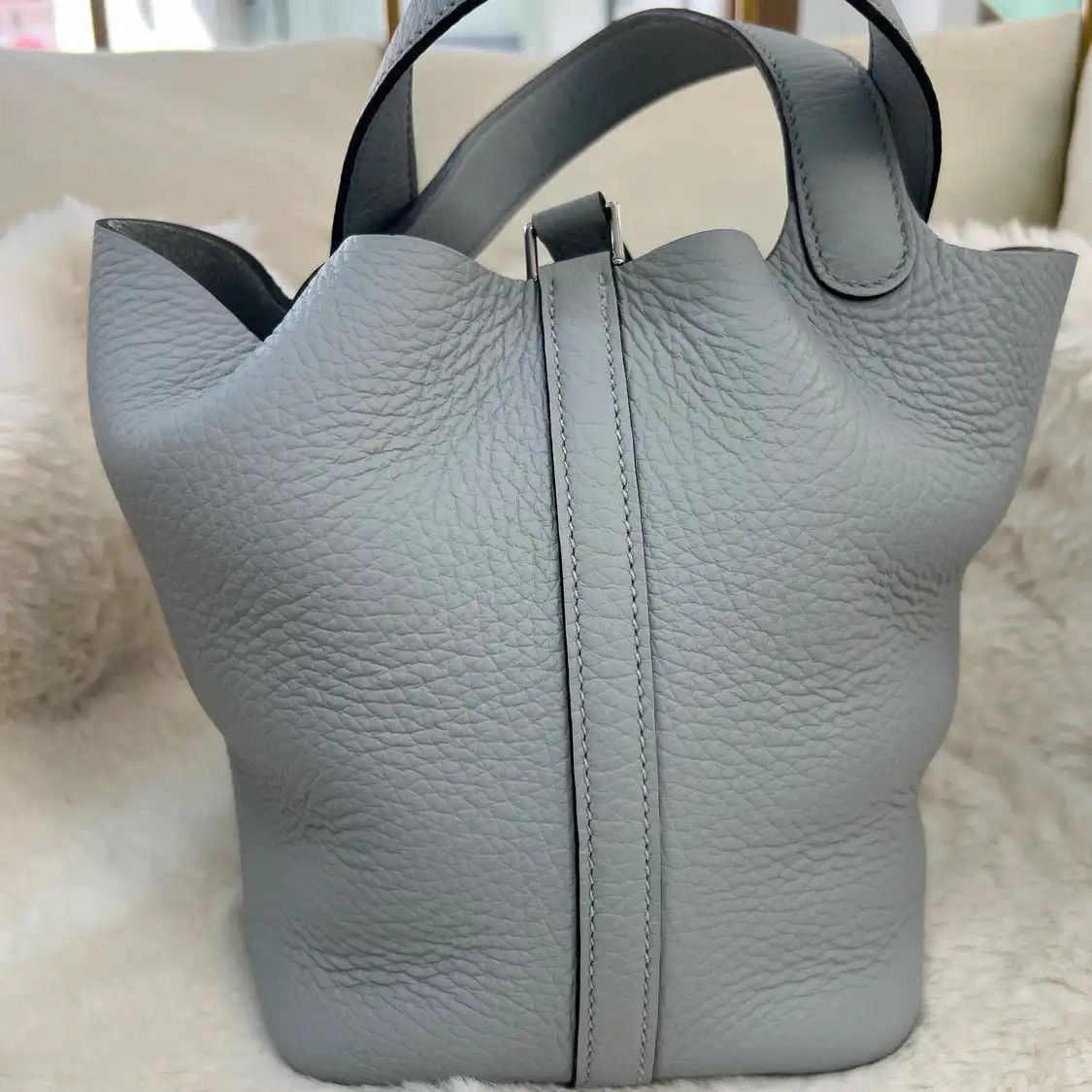 Hermes Hermes Picotin Lock 18 glacier blue Clemence cowhide leather picotin handbag sil Size ONE SIZE - 2 Thumbnail