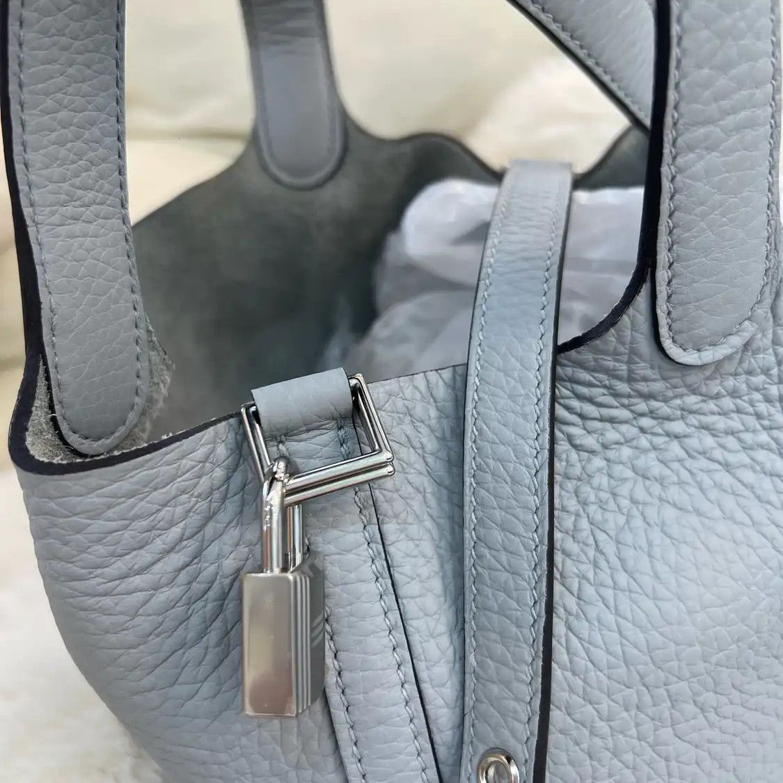 Hermes Hermes Picotin Lock 18 glacier blue Clemence cowhide leather picotin handbag sil Size ONE SIZE - 10 Thumbnail