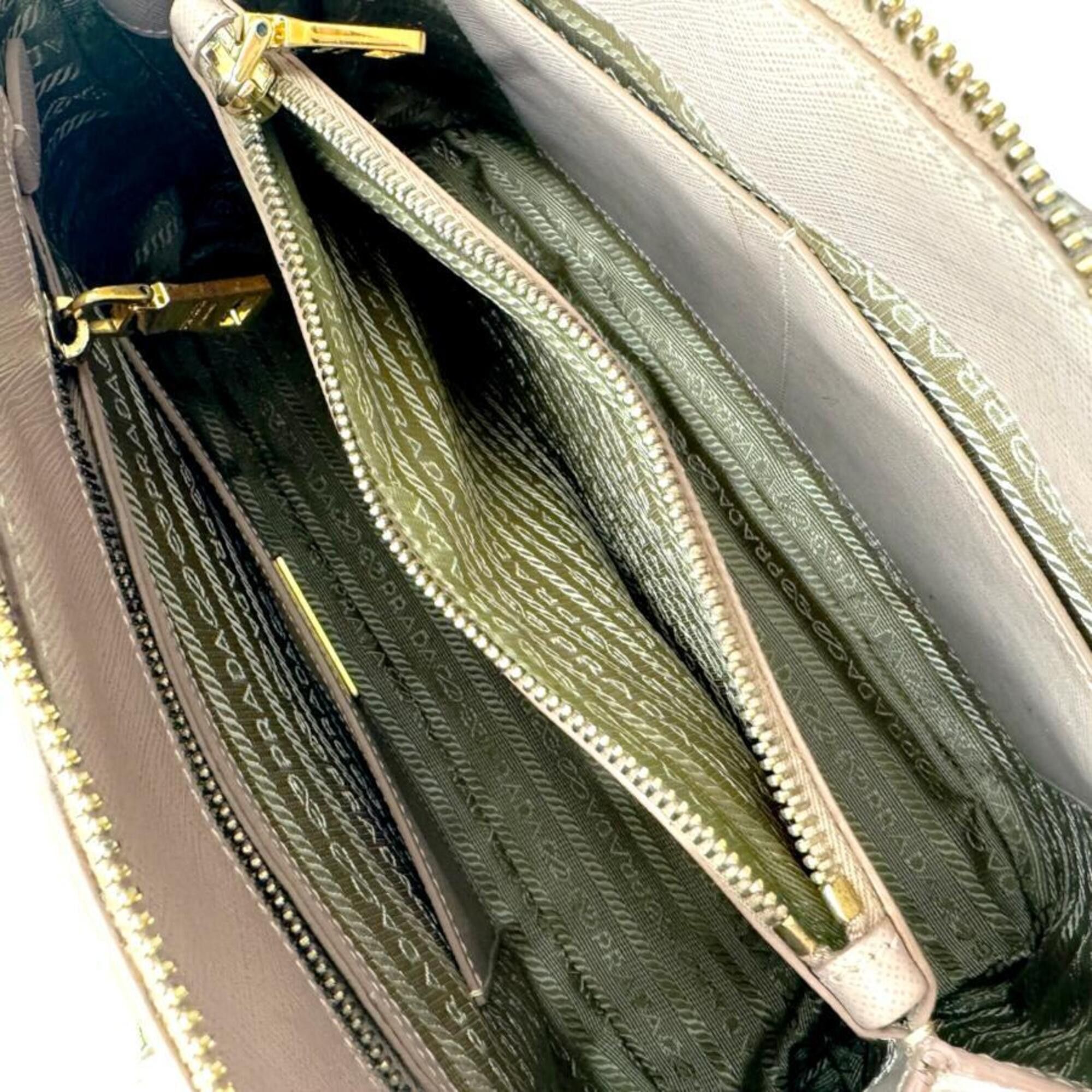 Prada PRADA Saffiano Promenade Small Shoulder Bag 1BA002 Leather Handbag Pink Beige Women's Size ONE SIZE - 16 Thumbnail