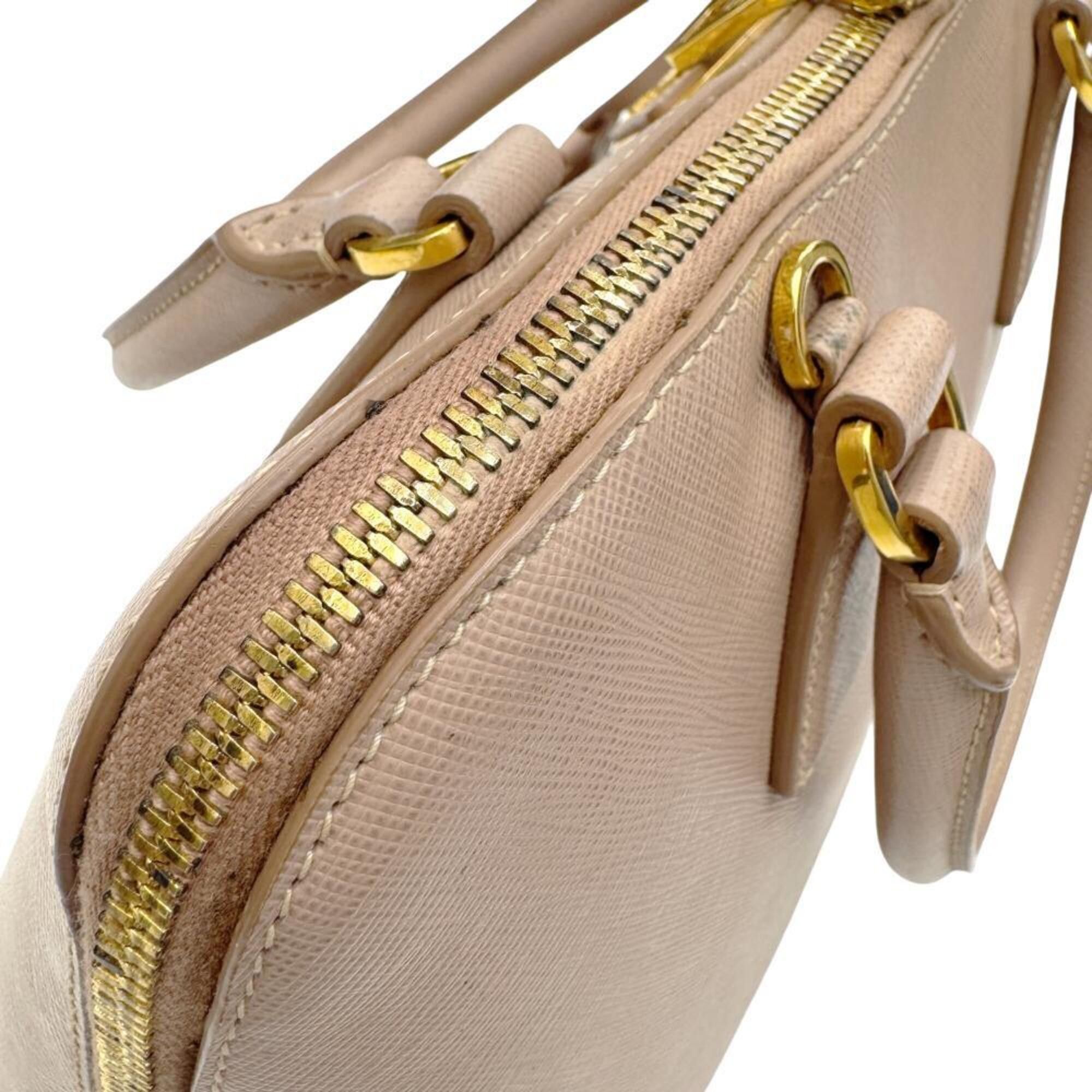 Prada PRADA Saffiano Promenade Small Shoulder Bag 1BA002 Leather Handbag Pink Beige Women's Size ONE SIZE - 14 Thumbnail