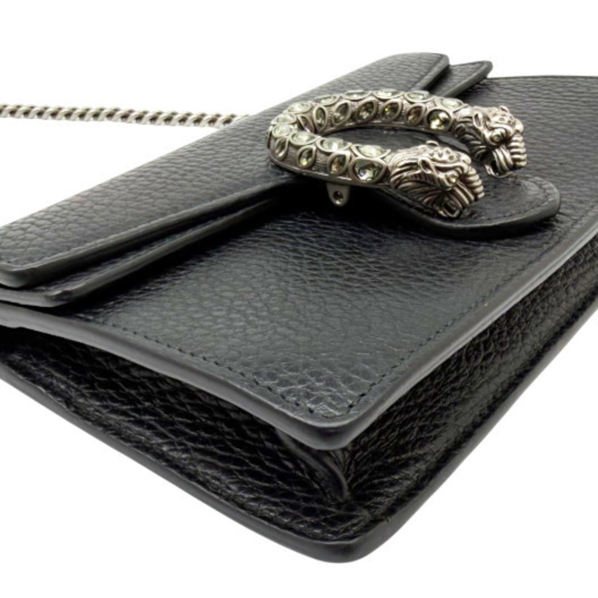 Gucci GUCCI Dionysus Chain Shoulder Mini Leather Black 476432 Rhinestone Women's Men's Size ONE SIZE - 5 Thumbnail