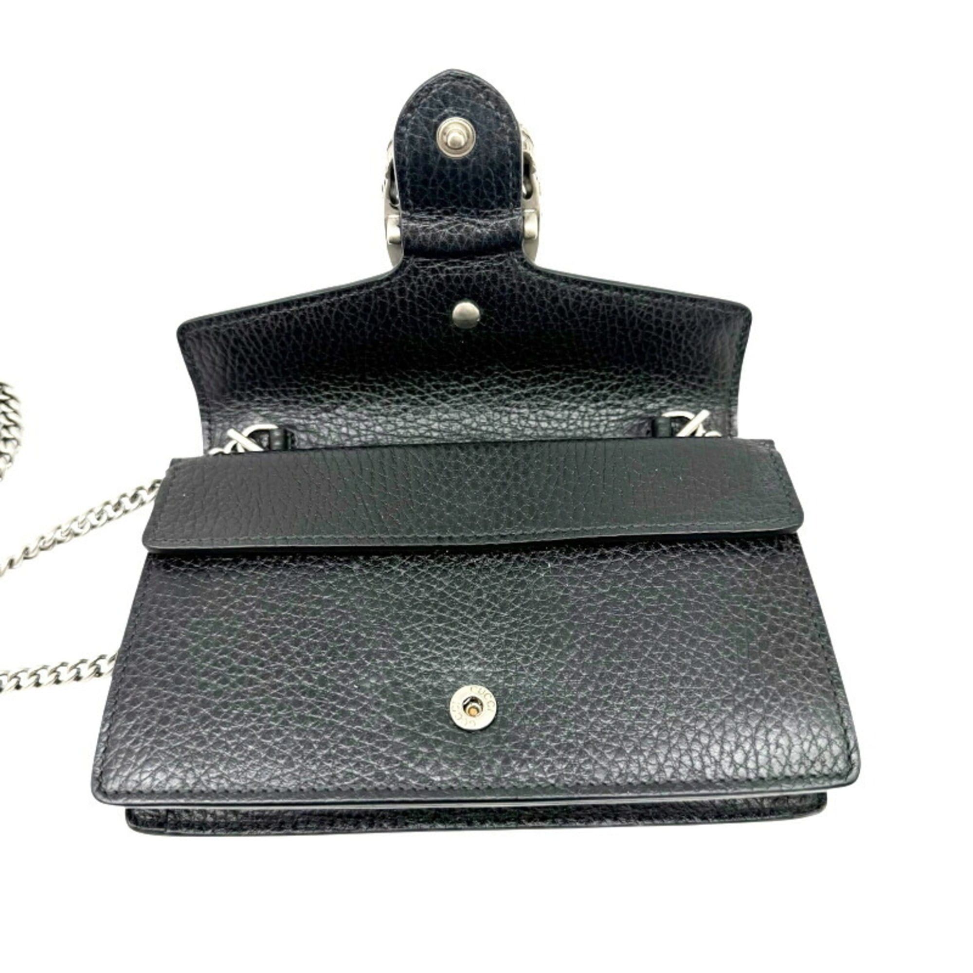 Gucci GUCCI Dionysus Chain Shoulder Mini Leather Black 476432 Rhinestone Women's Men's Size ONE SIZE - 7 Thumbnail