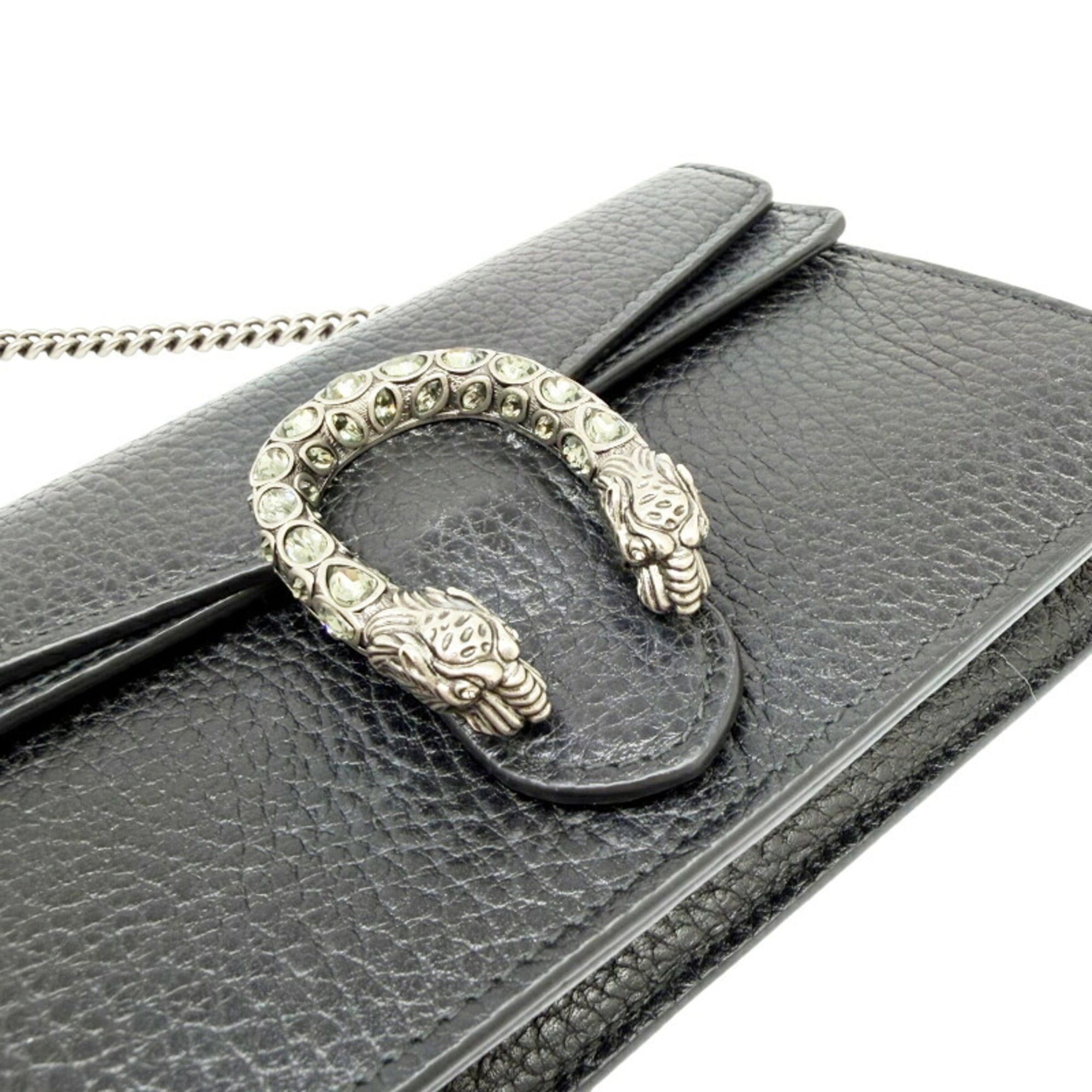 Gucci GUCCI Dionysus Chain Shoulder Mini Leather Black 476432 Rhinestone Women's Men's Size ONE SIZE - 6 Thumbnail