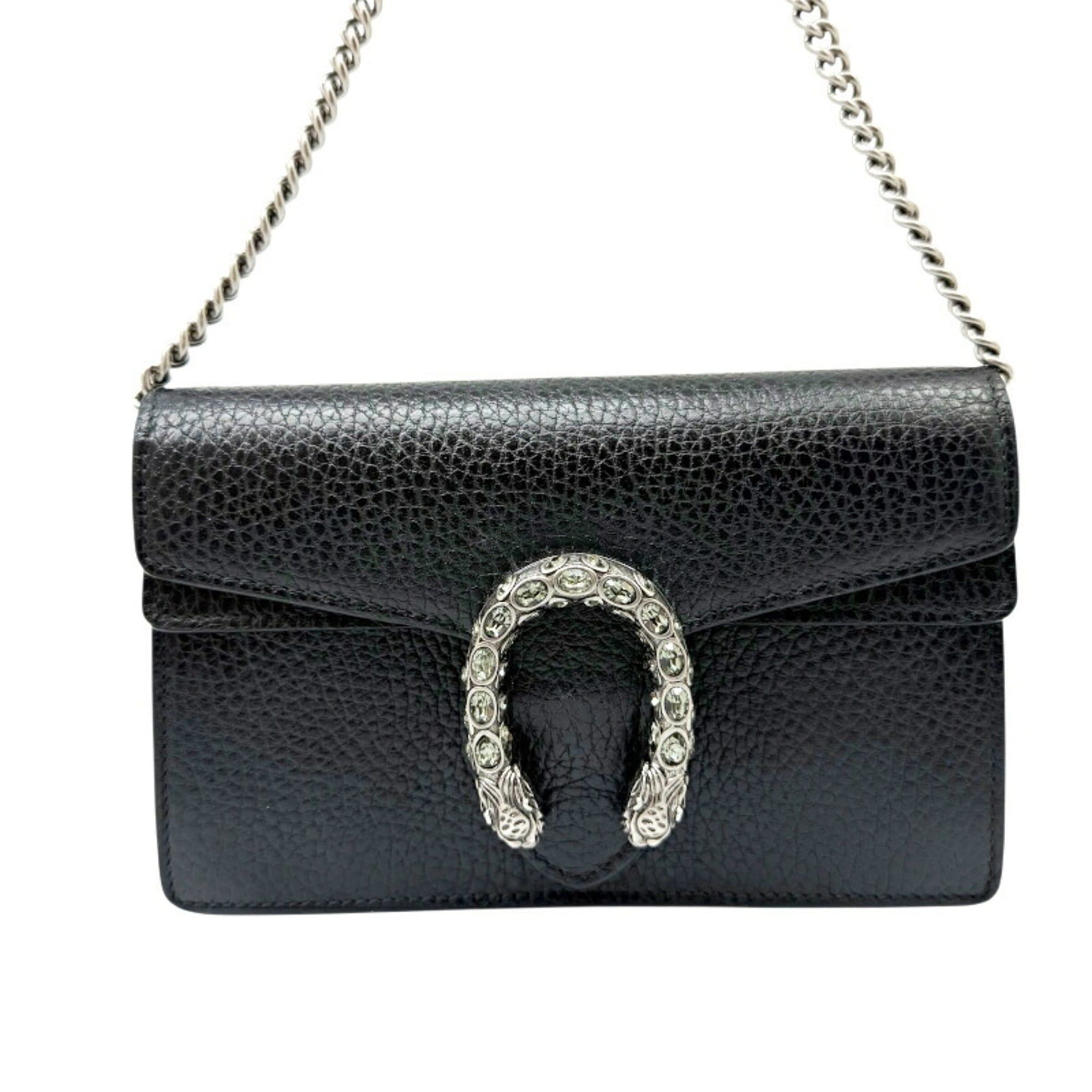 Gucci GUCCI Dionysus Chain Shoulder Mini Leather Black 476432 Rhinestone Women's Men's Size ONE SIZE - 2 Thumbnail