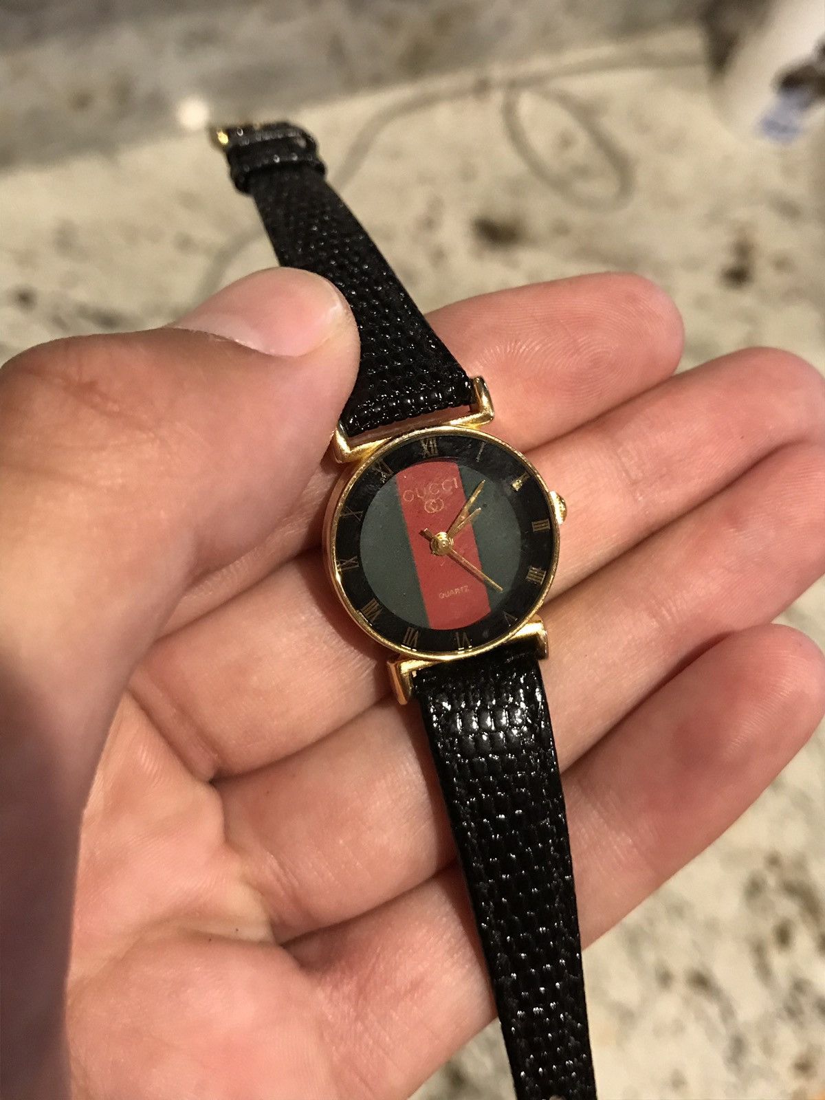 Vintage gucci watch leather on sale band