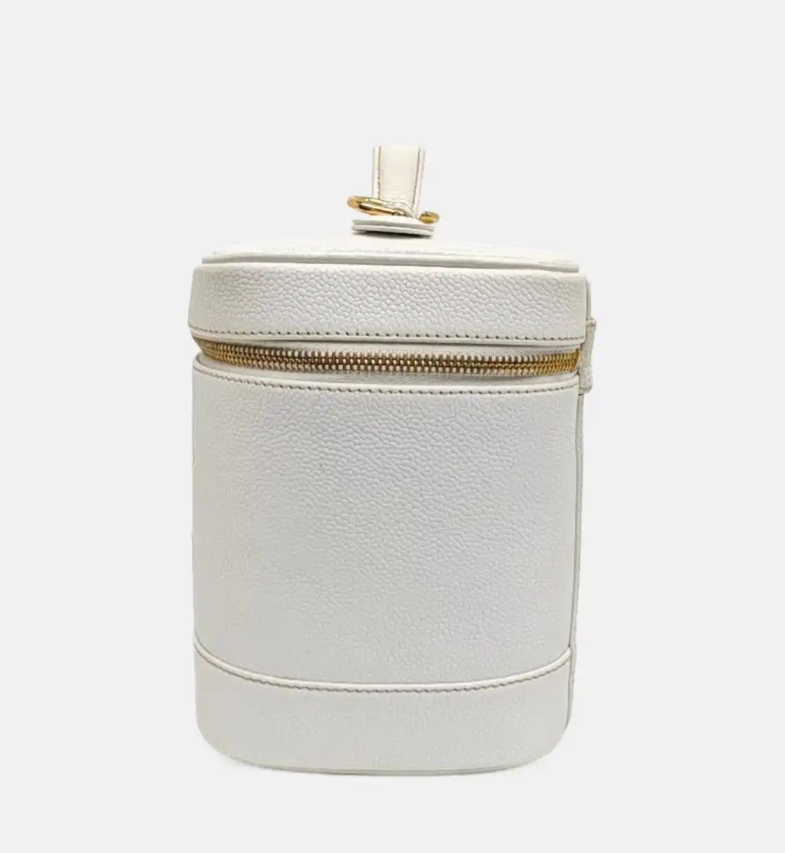Chanel CHANEL white pebbled cowhide leather vanity case vanity case handbag gold hardwa Size ONE SIZE - 3 Thumbnail