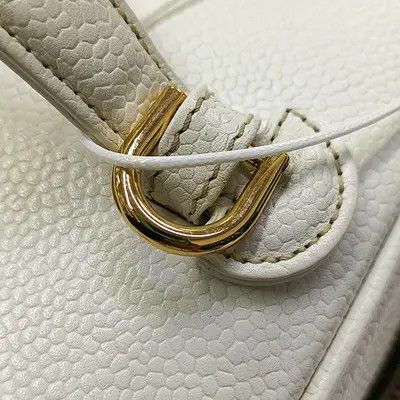 Chanel CHANEL white pebbled cowhide leather vanity case vanity case handbag gold hardwa Size ONE SIZE - 10 Thumbnail