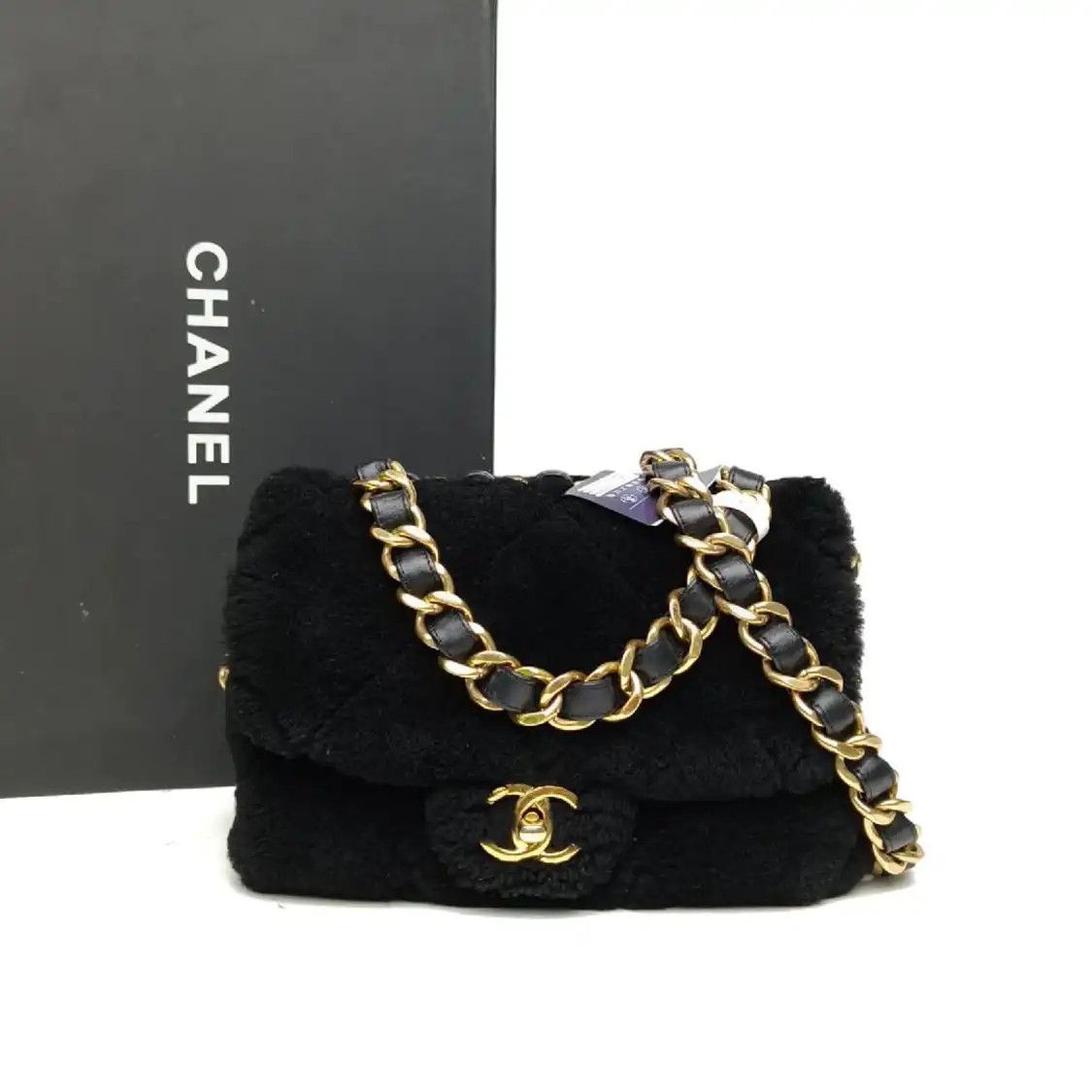 Chanel CHANEL Small black woolen crossbody bag gold hardware Size ONE SIZE - 8 Thumbnail