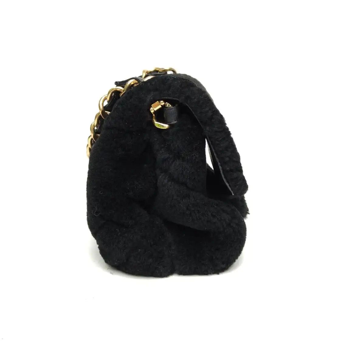 Chanel CHANEL Small black woolen crossbody bag gold hardware Size ONE SIZE - 4 Thumbnail
