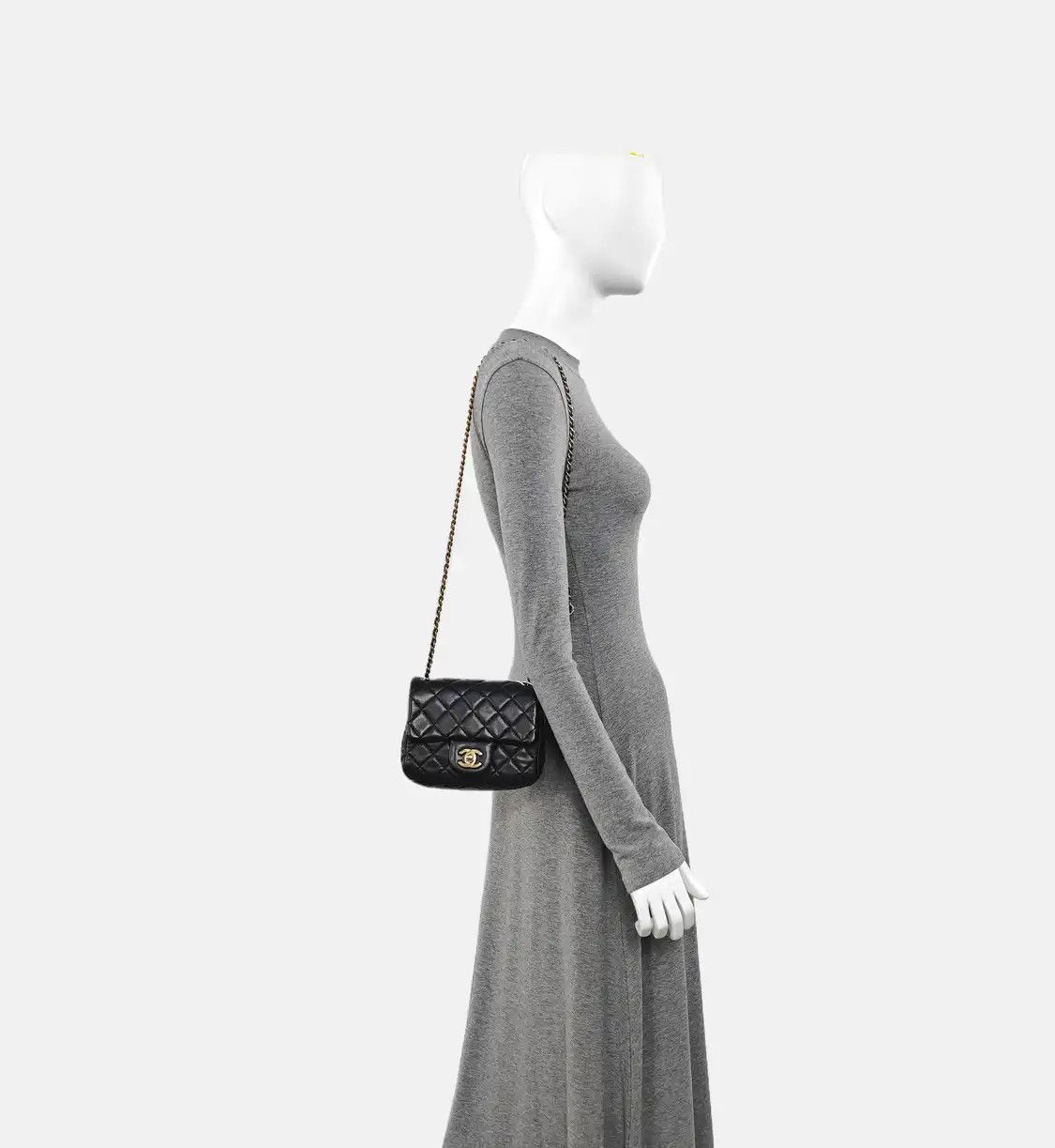 Chanel CHANEL CLASSIC FLAP mini black sheepskin quilted flap bag chain bag shoulder han Size ONE SIZE - 2 Thumbnail
