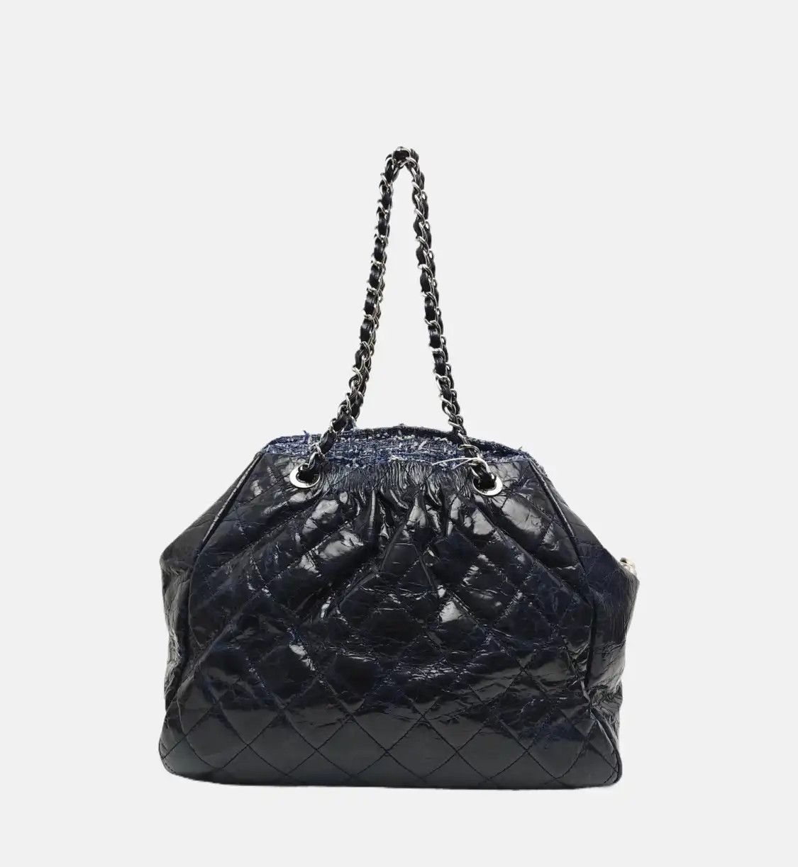 Chanel CHANEL tote bag navy blue cowhide leather quilted shoulder bag handbag silver ha Size ONE SIZE - 5 Thumbnail