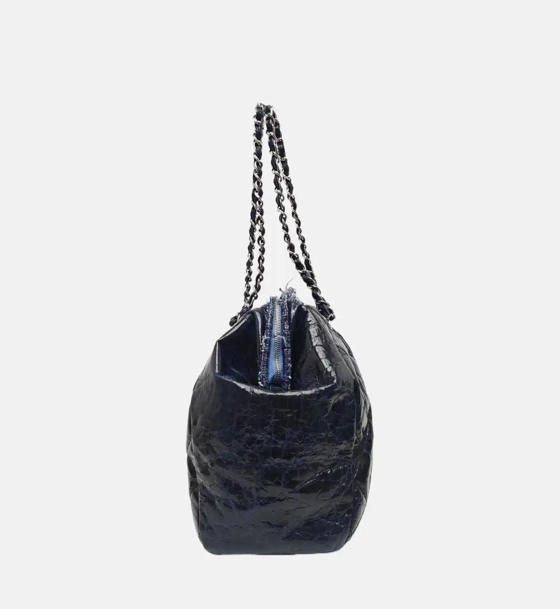 Chanel CHANEL tote bag navy blue cowhide leather quilted shoulder bag handbag silver ha Size ONE SIZE - 3 Thumbnail
