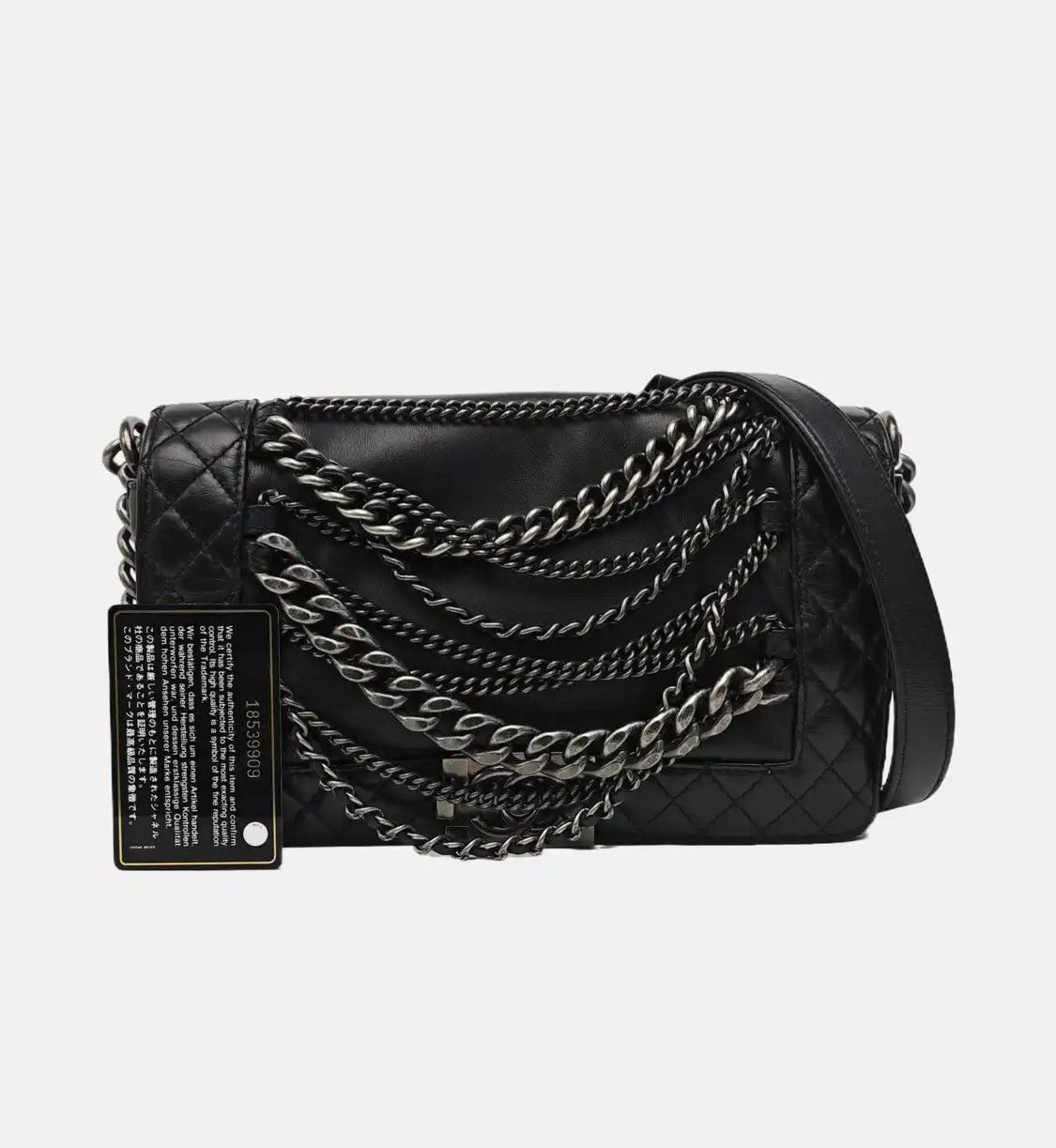 Chanel CHANEL BOY CHANEL Medium black cowhide leather shoulder bag crossbody bag silver Size ONE SIZE - 8 Thumbnail