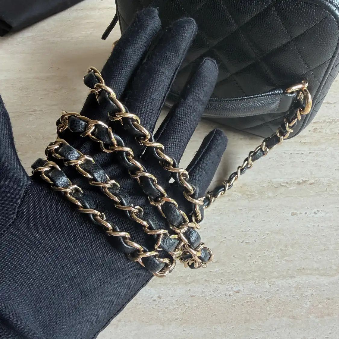 Chanel CHANEL box bag black cowhide leather quilted vanity case shoulder bag silver har Size ONE SIZE - 7 Thumbnail