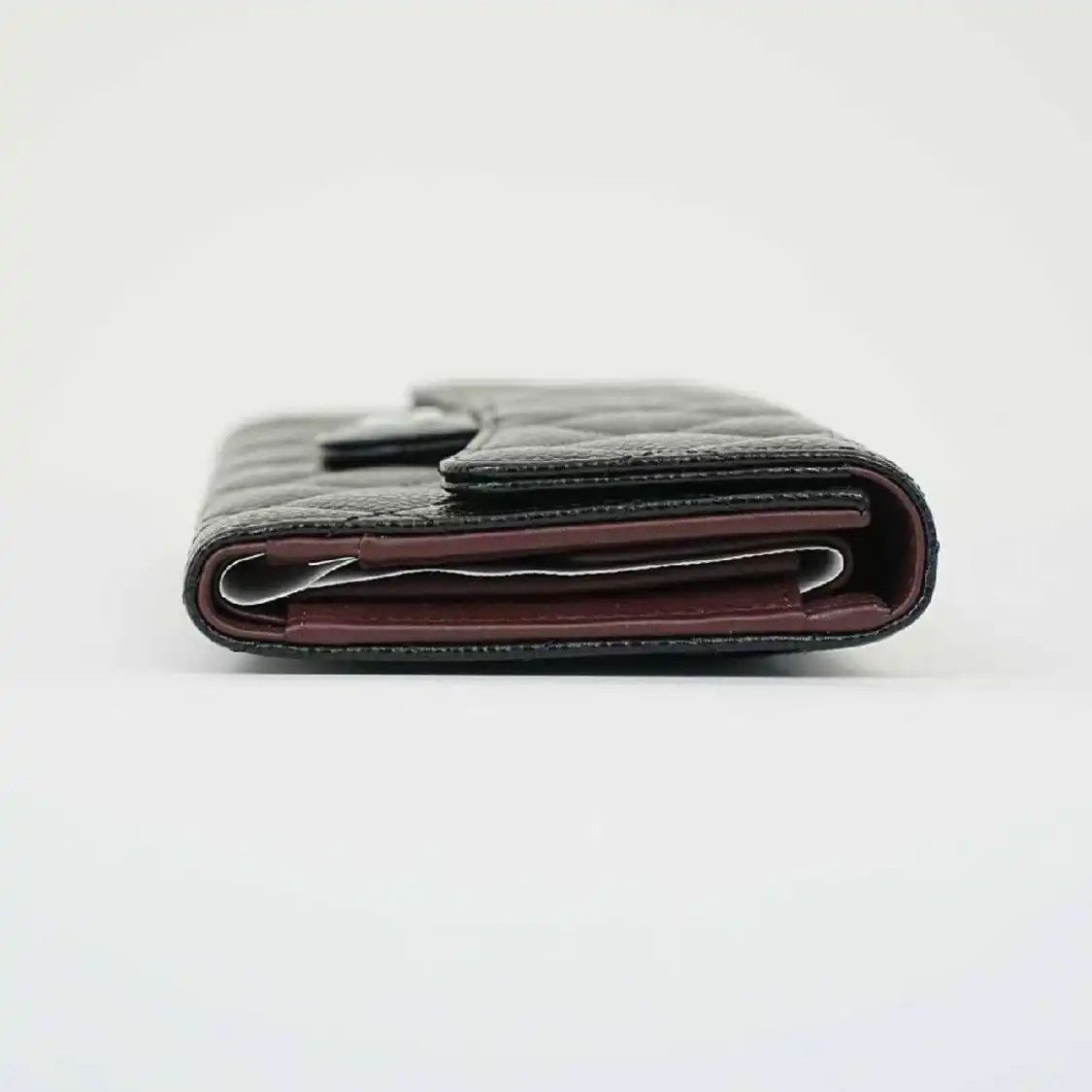 Chanel CHANEL CLASSIC FLAP black pebbled cowhide leather quilted wallet silver hardware Size ONE SIZE - 2 Thumbnail
