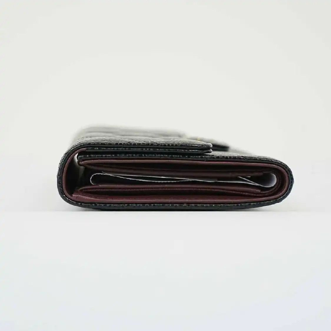 Chanel CHANEL CLASSIC FLAP black pebbled cowhide leather quilted wallet silver hardware Size ONE SIZE - 3 Thumbnail