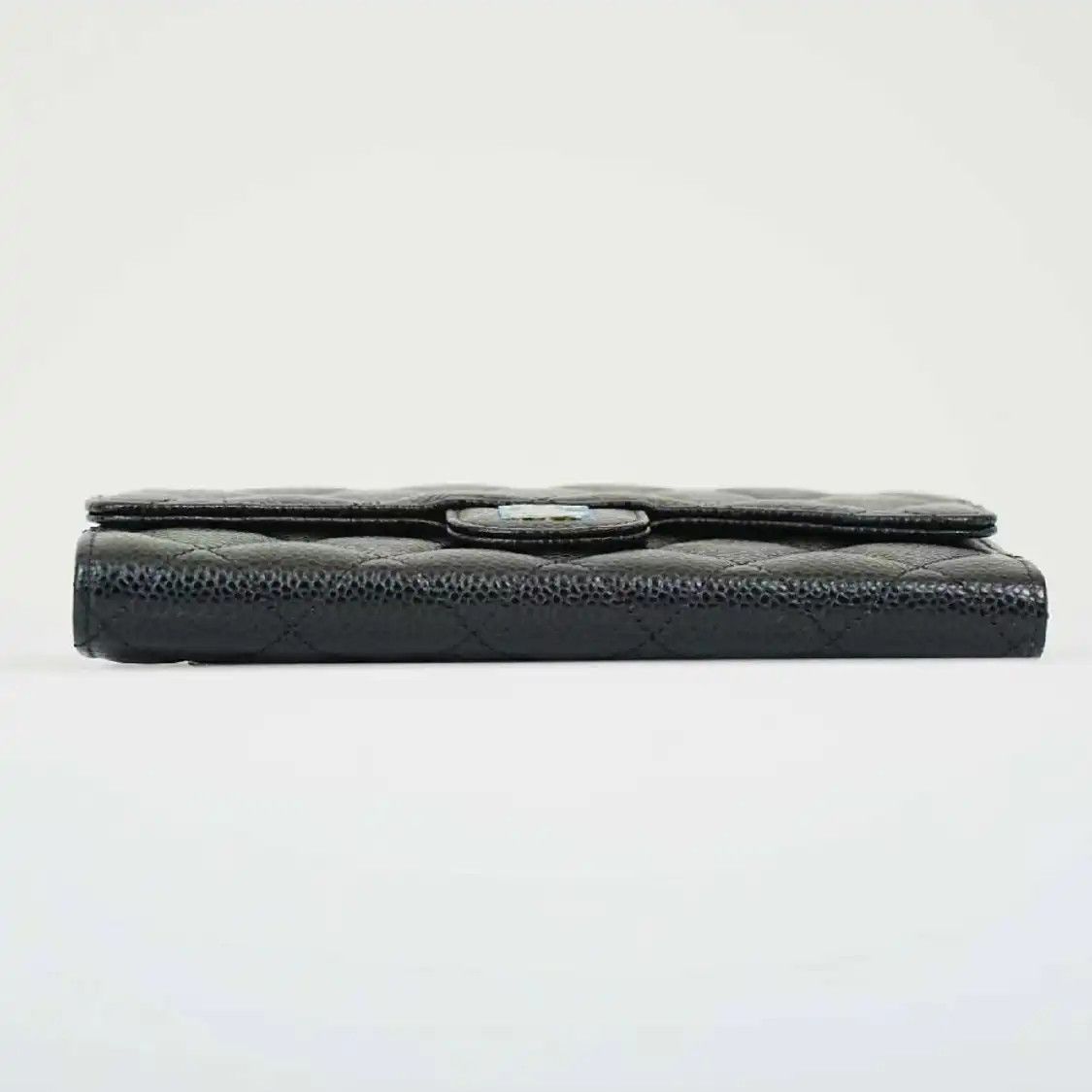 Chanel CHANEL CLASSIC FLAP black pebbled cowhide leather quilted wallet silver hardware Size ONE SIZE - 5 Thumbnail