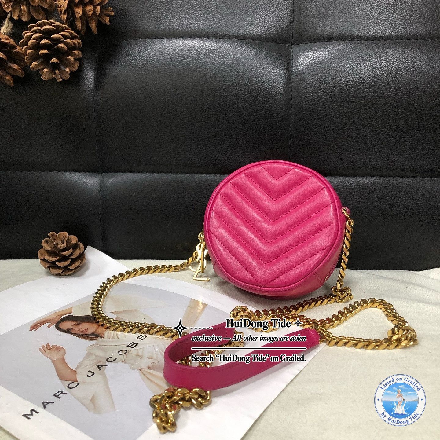 Saint Laurent Paris Saint Laurent Pink Chevron Round Camera Bag Size ONE SIZE - 2 Thumbnail