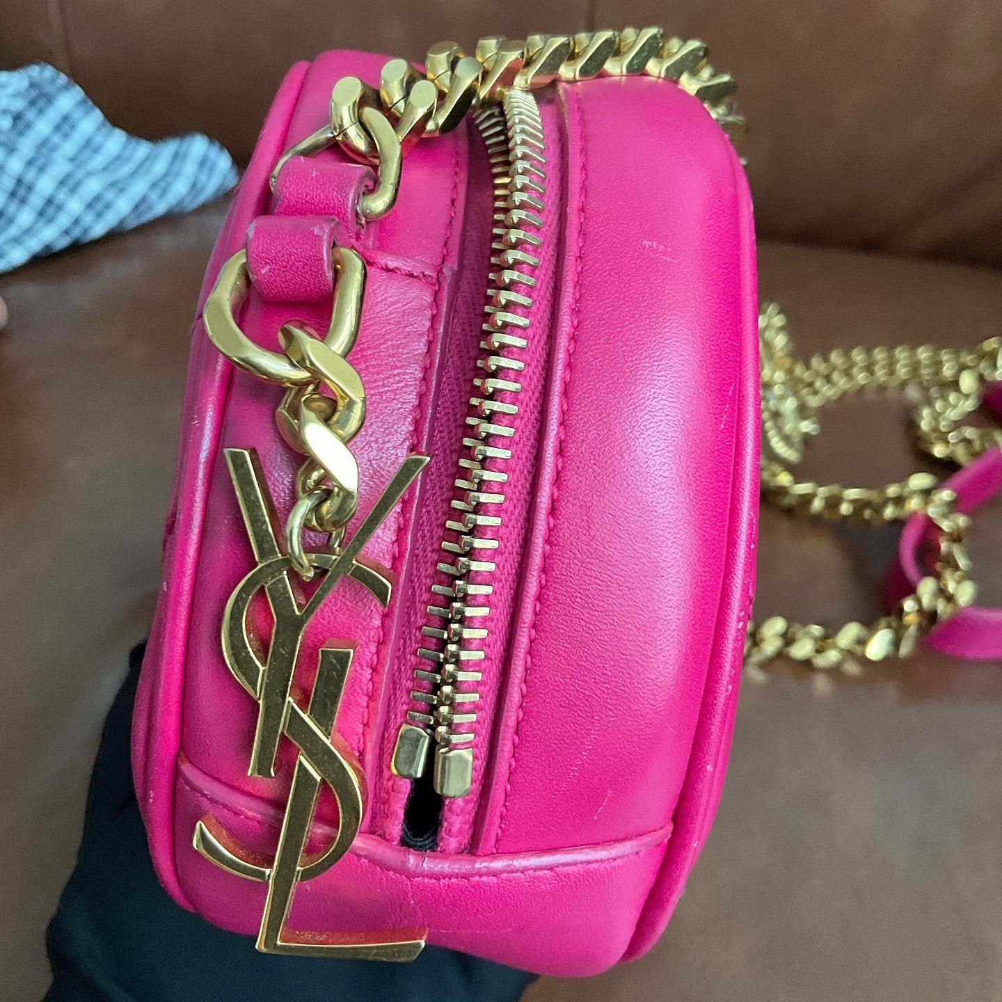 Saint Laurent Paris Saint Laurent Pink Chevron Round Camera Bag Size ONE SIZE - 6 Thumbnail