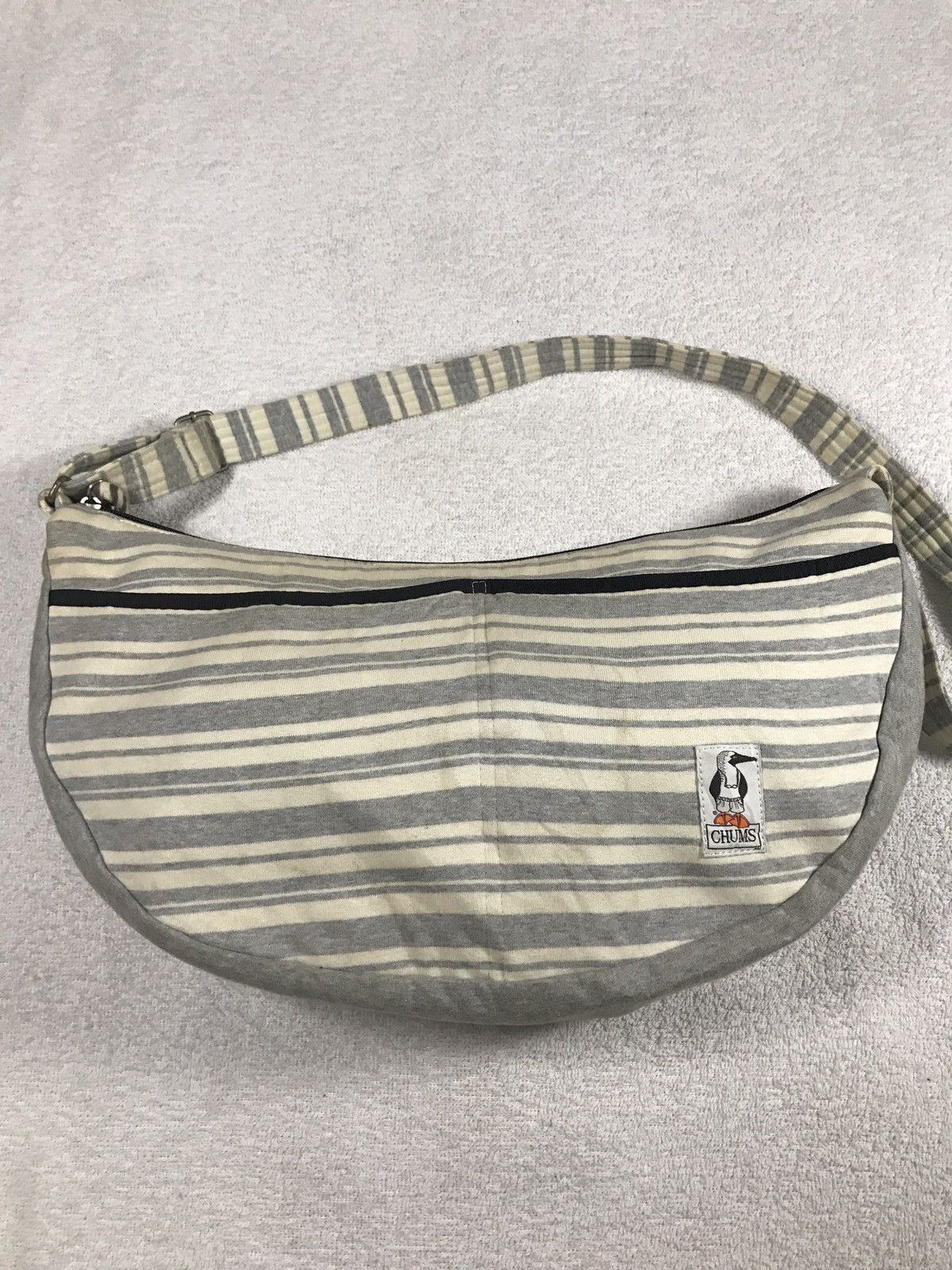 Chums Hobo Made In Usa Chums Beams Cotton Shoulder Bag Sling Bag Messenger Bag Chums Usa Logo On Zipper Puller Chums Beams Tag Inside Stripe Pattern Multi pocket Grailed