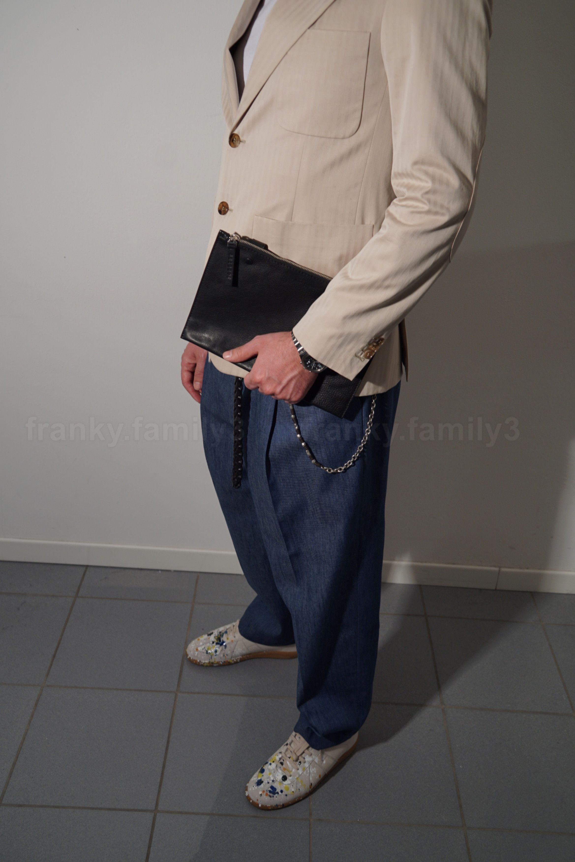 Maison Martin Margiela Bag leather black punch pochette Menswear