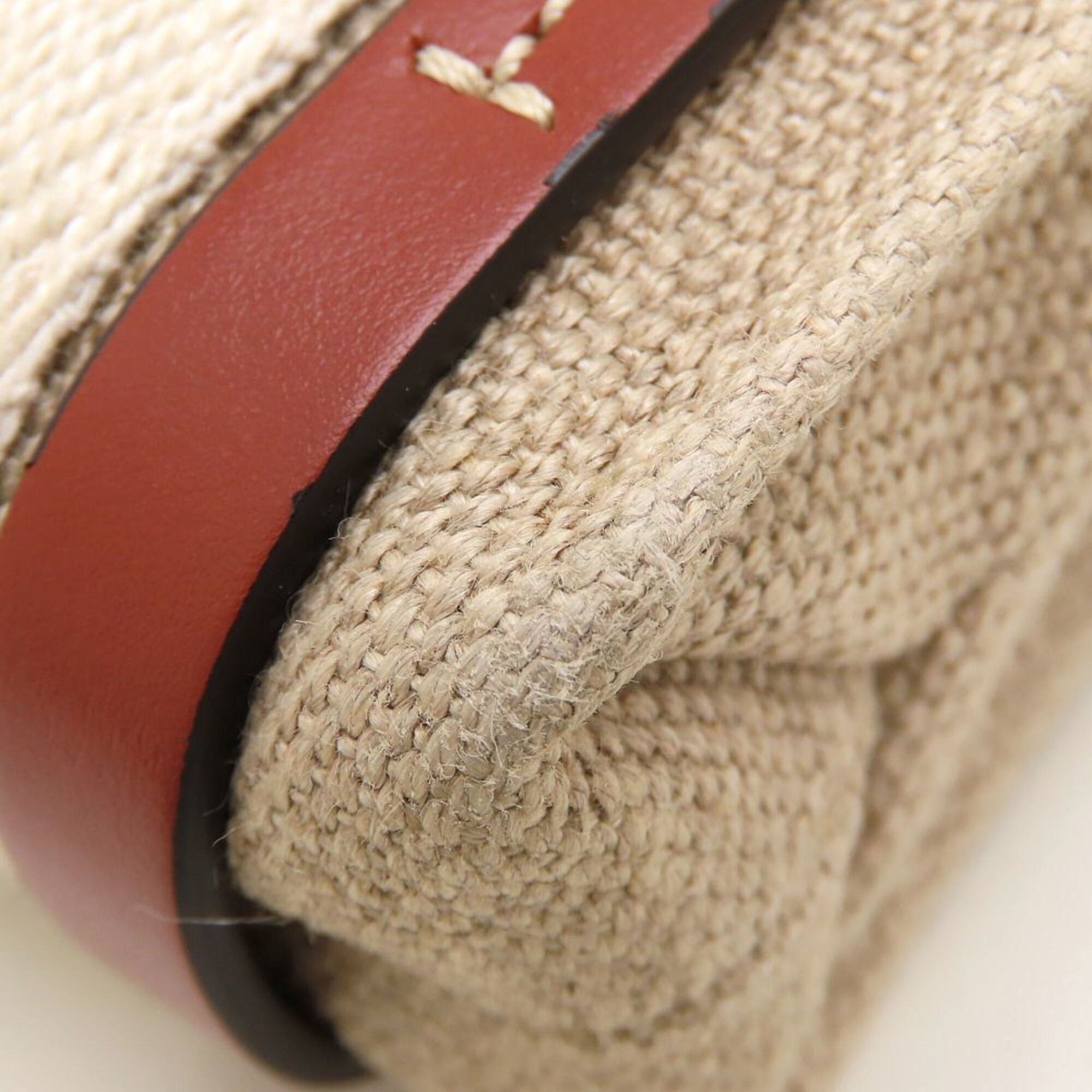 Chloe Chloe Woody Nano Tote CHC22AP235I26 Shoulder Bag Linen x Calfskin White Brown Women's 353476 Size ONE SIZE - 16 Thumbnail