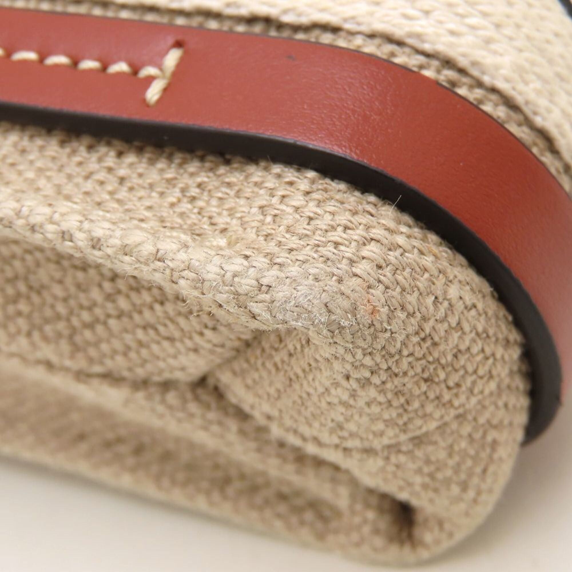 Chloe Chloe Woody Nano Tote CHC22AP235I26 Shoulder Bag Linen x Calfskin White Brown Women's 353476 Size ONE SIZE - 15 Thumbnail