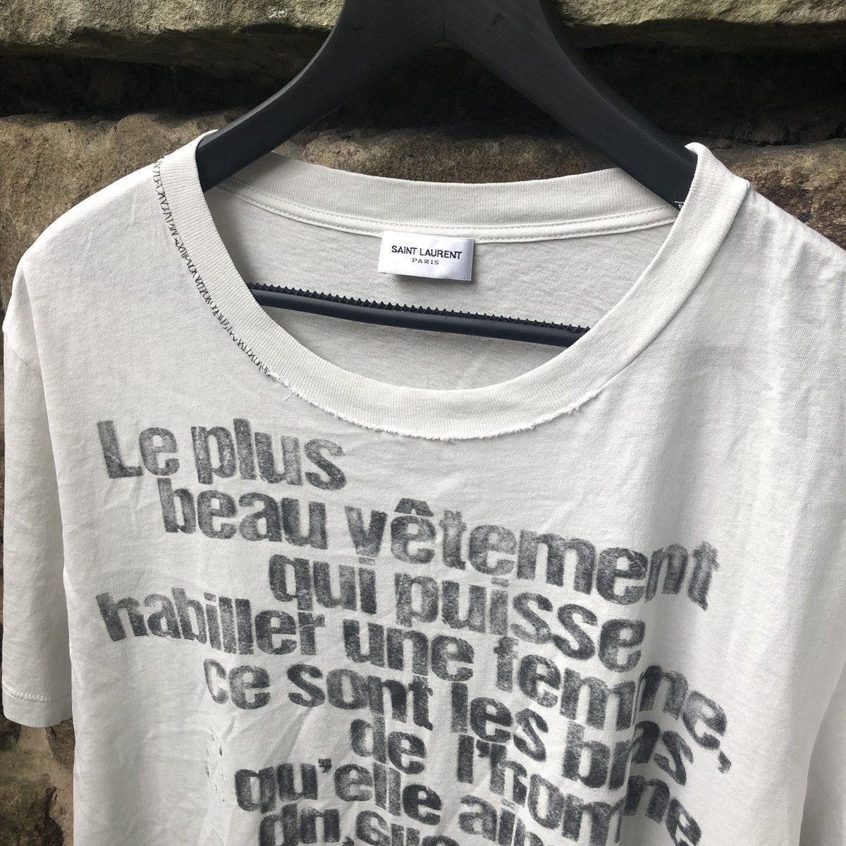 Saint Laurent White Mirrored Slogan T-shirt