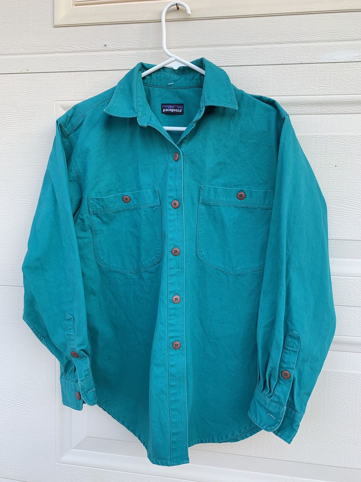 Patagonia Vintage 90s Patagonia teal button up shirt | Grailed