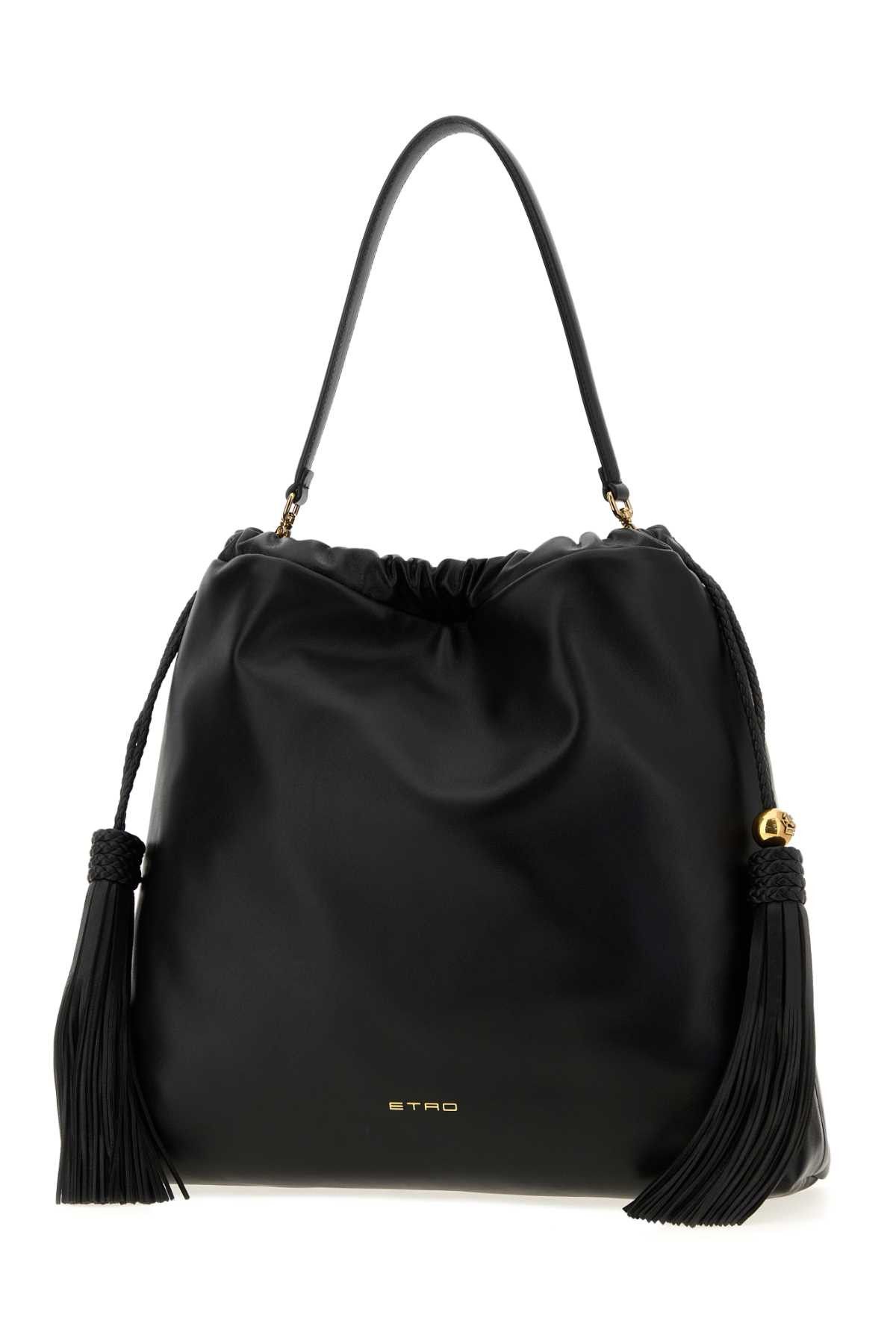 Etro Black Leather Medium Kalispera Bucket Bag Size ONE SIZE - 2 Thumbnail