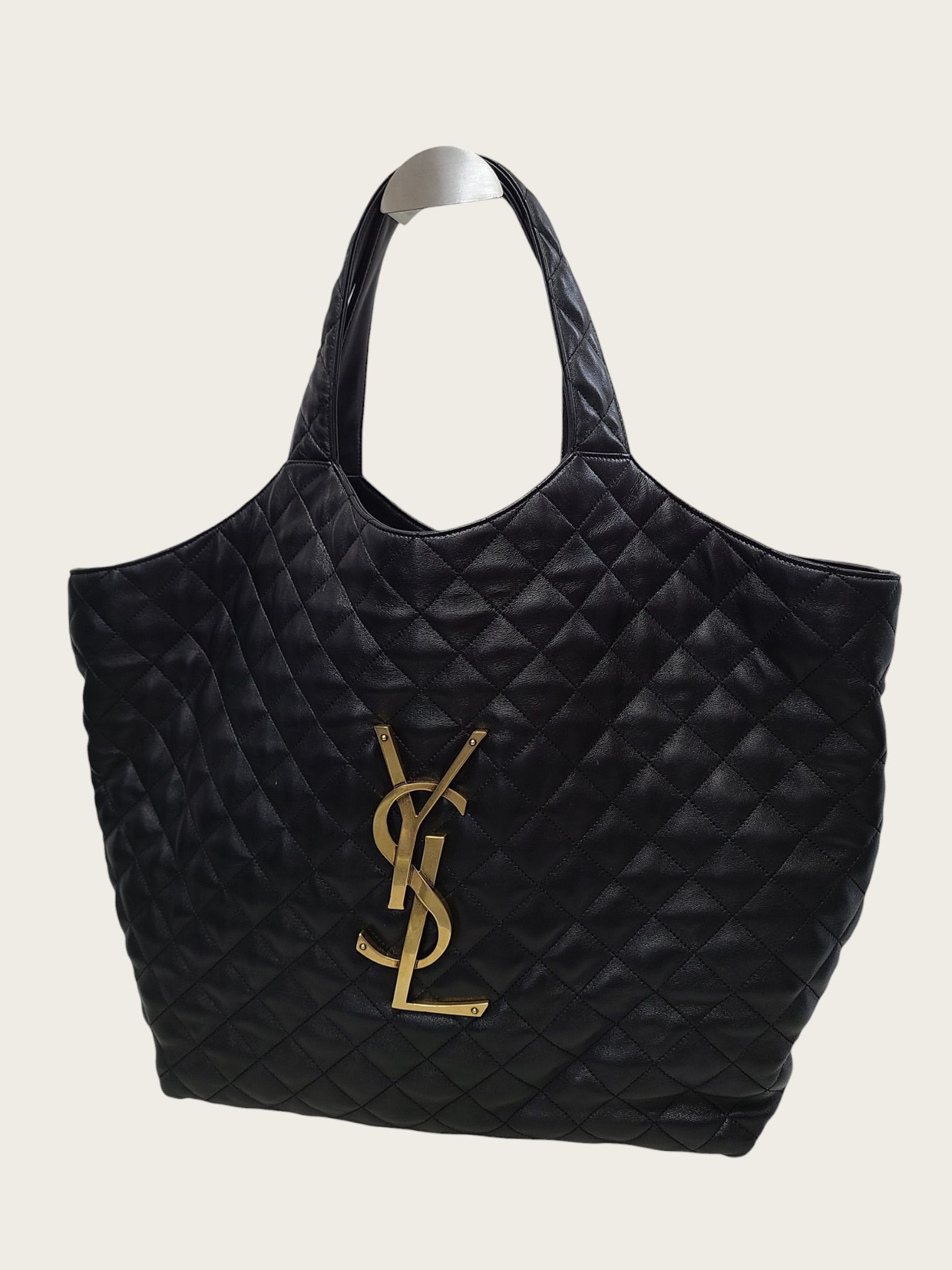 Yves Saint Laurent Black Lambskin Gold-Tone Eye Care Maxi Shopper Bag Size ONE SIZE - 2 Thumbnail