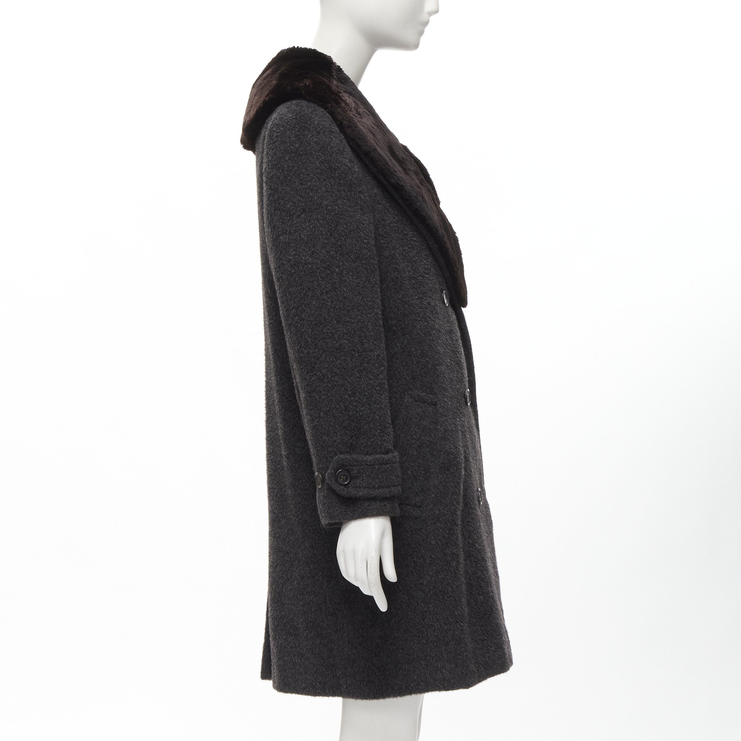 Gucci GUCCI Tom Ford Vintage grey alpaca fur collar double brested winter coat IT42 M Size M / US 6-8 / IT 42-44 - 5 Thumbnail